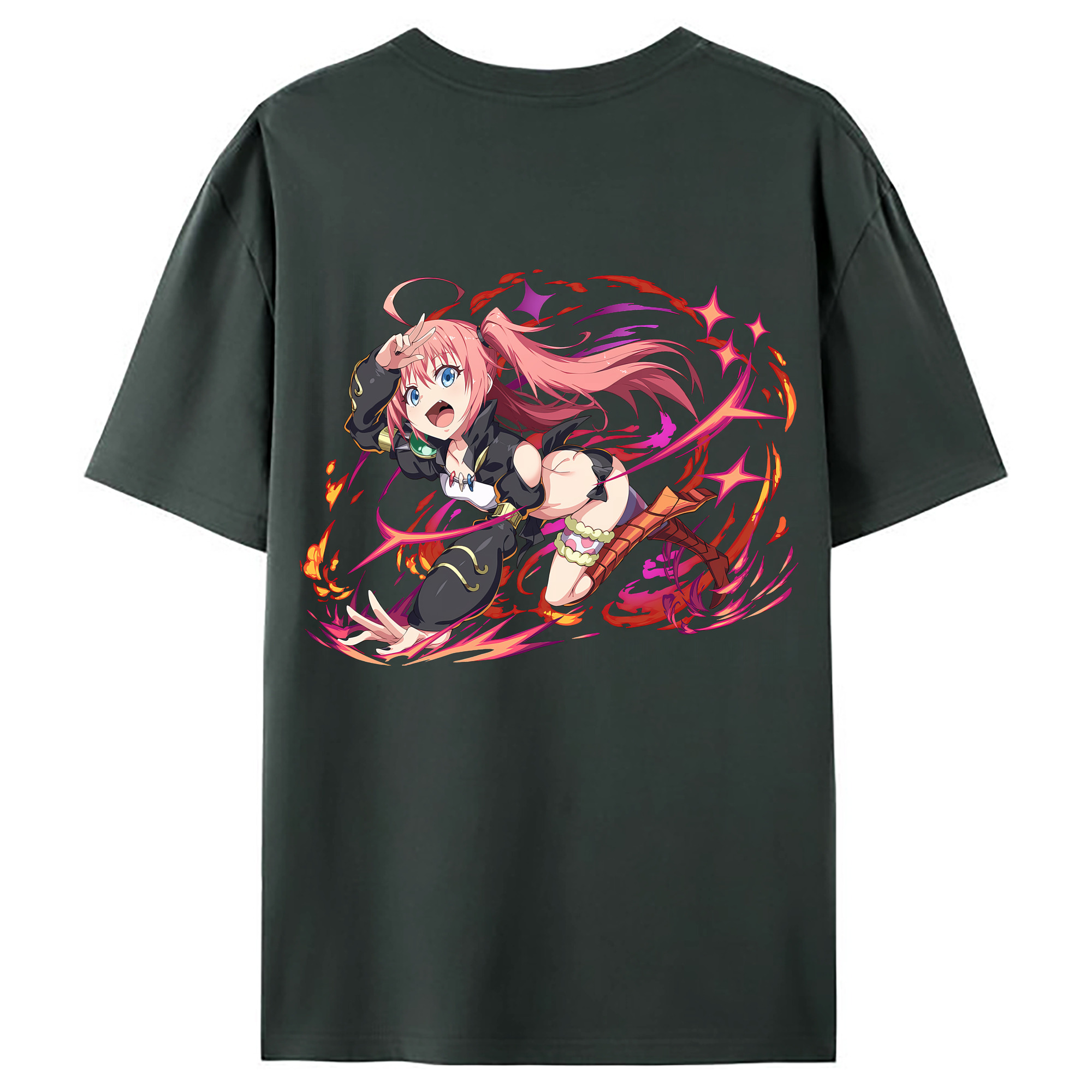 （画像用） 転スラ Regarding Reincarnated to Slime 綿100％ メンズ半袖Tシャツ（バックプリント） 通気性
